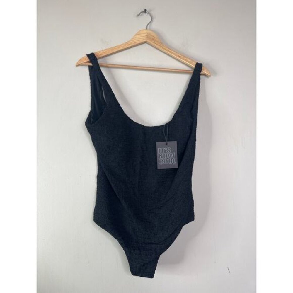 NWT It's Now Cool Backless One Piece Scoop Neck Low Crimped Swimsuit Black - Picture 3 of 10